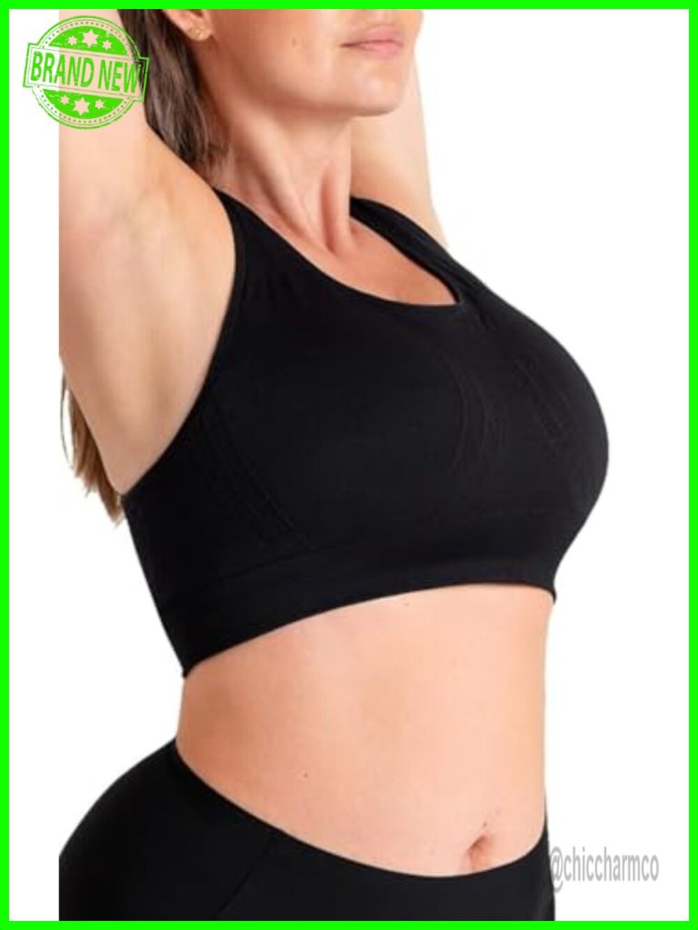 Seamless Racerback Sports Bra Medium Support Wirefree Removable Pads